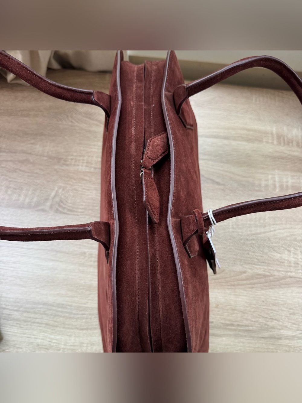 NWT Reformation Oversized Seraphine Tote Bag Brown Espresso Suede - Picture 3 of 12